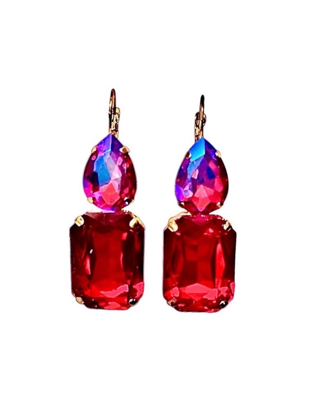 Pink & Red Lever Back Earrings